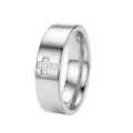 Edelstahl Kreuz Diamant breiter Ring Variante, poliertes Paar Schmuckstück. - Größe 5 / Stahlfarben