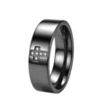 Schwarzer Edelstahlring mit Diamantkreuz Motiv für Paare Damen Herren Modeschmuck Ring. - Größe 5 / Schwarz