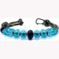 Handmade sports style paracord keychain with blue crystal beads and golf counter pendant detail - Style 2