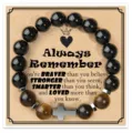 Inspirational black and tiger eye stone cross bracelet with message card for gifts. - Obsidian & Always Remember