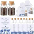 Mini glass bottles set with corks, organza bags and forget me not memorial cards for gifts. - Crushed Stone Bottle Set 4 / 1 Piece/Pack