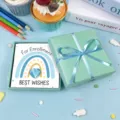 Heart-shaped cat's eye stone back-to-school gift box with courage crystal and blessing card - Heart Crystal with Card and Blue Spotted Box