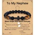 Tiger eye stone bracelet with cross pendant obsidian bead gift bracelet for men variant. - TO MY NEPHEW