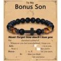 Men black obsidian and tiger eye stone beaded bracelet with cross pendant gift jewelry item. - BONUS SON