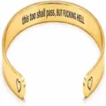 Stainless steel open cuff bracelet with engraved inspirational quote and heart details. - Heart Single-Sided Engraved / Gold