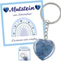 Blue heart crystal keychain with school start rainbow card gift for students kids lovely. - Keychain, Card & Organza Bag - 9