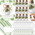 Mini bottiglie di vetro con trifogli a quattro foglie secchi, biglietti e sacchetti in organza. - Set Bottiglia Trifoglio a Tre Foglie / 1 Pezzo/Confezione