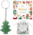 Green crystal Christmas tree keychain with greeting card and gift bag, cute holiday gift. - Keychain, Card & Organza Bag - 10