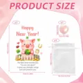 Cute cartoon pig greeting card and pink heart stone gift set with mesh pouch size specs. - Rose Quartz Heart, Card & Organza Bag - 12