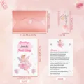 Tooth Fairy gift set size chart featuring pink envelope, crystal heart keychain, and greeting cards. - Keychain, Card & Envelope - 13