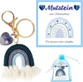 Cute rainbow keychain with heart stone and tassel, perfect back-to-school gift accessory. - Keychain, Card & Organza Bag - 14