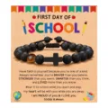 Tiger Eye Obsidian Cross Beaded Bracelet Gift for Back to School Inspirational Jewelry - First Day of School