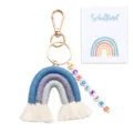 Macrame rainbow keychain with alphabet letter beads school child gift backpack charm accessories - Keychain & Card - 21