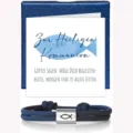 Handgefertigtes Fallschirmseil Armband mit Edelstahl Fisch Anhänger und Kommunionkarte. - Armband Mit Karte / Marineblau