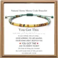 Natural Stone Morse Code Bracelet with Greeting Card Kraft Box Gift for Women Best Gift - You Got This