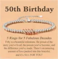 Detail shot of women silver beaded bracelet with five rose gold rings for 50th birthday. - Silver Beads & Rose Gold Rings - 50th - 3