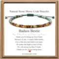 Natural Stone Morse Code Bracelet Bestie Gift Adjustable Beaded Card Jewelry Gift - Badass Bestie