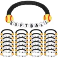 24pcs Softball Beaded Bracelets Stackable Sports Charm Bracelets for Team Sports Fan Gifts - 24-Piece Polymer Clay Baseball Set