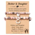 Mother and daughter beaded bracelet set with heart pendants on card for special gift - Heart 2-Piece Set-5