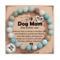 Bracciale di perle in pietra naturale mamma di cane con ciondolo cuore e bella carta - Amazzonite con biglietto per la mamma di un cane