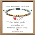 Natural stone Morse code bracelet with gift box adjustable beaded jewelry for women and girls - Fuck Off