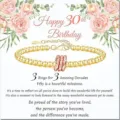 Gold bead bracelet with three interlocking rings on happy 30th birthday greeting card. - Gold Beads and Rose Gold Rings - 30th - 10