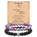 Couple imperial jasper volcanic rock moonstone beaded bracelets romantic gift details. - Regalite & Lava Stone Soulmate Jewelry