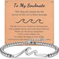 Stainless steel wave bead bracelet with greeting card for soulmate, elegant jewelry gift for women. - Ocean Wave Soulmate