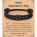 Men black braided rope bracelet with stainless steel cross charm on Valentine gift card. - Valentine - 15