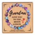 Bracelet en perles de jaspe impérial et pierre de lune cadeau pour grand-mère. - Jaspe impérial avec carte Grandma et pierre de lune de qualité 5A