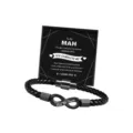 Mens black braided leather bracelet with infinity clasp and romantic message card gift box. - To My Man - Electroplated Black