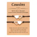 Cousins stainless steel braided heart friendship bracelet set on special wish card. - 2-Piece Heart Set - 4 / Silver