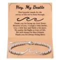 Stainless steel wave bead bracelet with greeting card, adjustable silver charm jewelry. - Wave Bestie 2