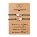 Mother Daughter matching heart bracelets set stainless steel friendship cord jewelry gift - 2-Pack Heart - 1 / Silver