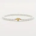 Elegant fashion pearl beaded bracelet with gold heart letter charm for women daily wear main view - Letter B