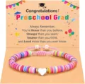 Colorful clay beads preschool grad bracelet with inspirational graduation card gift for kids. - Heart Polymer Clay 8