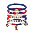 Set di bracciali in perline di argilla polimerica USA libertà con ciondoli rossi bianchi e blu. - Set da 5 pezzi argilla polimerica USA / Rosso Bianco Blu