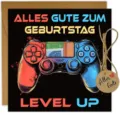 Birthday greeting card with gaming controller design, envelope, and twine string gift set. - Game Controller Style 7