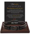 Men braided leather bracelet with magnetic clasp grandson gift message card jewelry - To My Grandson