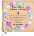 Colorful crystal beaded bracelet with ballet charm and motivational card gift for girls. - Style 25