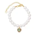 Pearl pet necklace dog collar with green heart crystal pendant cute puppy cat jewelry accessory - Green Zirconia Heart Necklace - 5