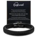 Close-up detail of black braided leather men's bracelet with stainless steel magnetic clasp. - To My Boyfriend