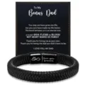 Men braided leather bracelet with magnetic clasp bonus dad gift card memorial jewelry - To My Bonus Dad