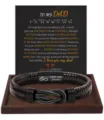 Men braided leather bracelet with magnetic clasp, stainless steel dad gift jewelry accessory - To My Dad