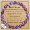 Imperial Jasper Beaded Bracelet Best Nana Gift Custom Card Heart Charm Jewelry Piece - Engraved (Nana Card) / Emperor Stone