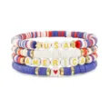 Set di braccialetti di perline heishi rosso bianco blu USA America gioielli patriottici - Set da 4 pezzi USA / Rosso Bianco Blu