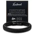 Men's braided leather bracelet with magnetic clasp, stainless steel engraved love gift. - To My Husband