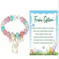Kids colorful beaded charm bracelet with Easter greeting card, cute crystal jewelry gift. - Style 7