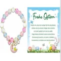 Children crystal beaded bracelet with cute bunny charm and Easter greeting card gift set. - Style 8