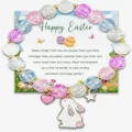 Colorful beaded bracelet with cute bunny charm and motivational Easter card gift for kids and teens. - Style 9